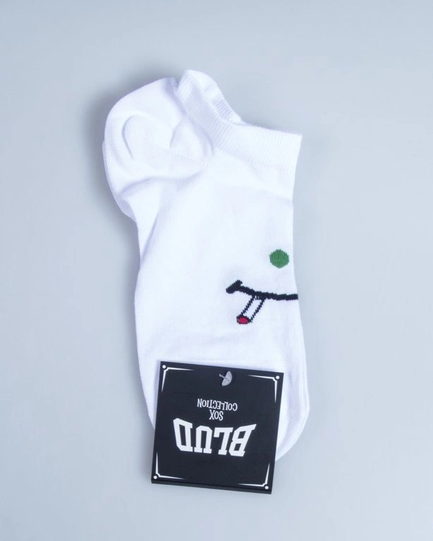 BLUD SOCKS NO SHOW GREEN SMILE WHITE