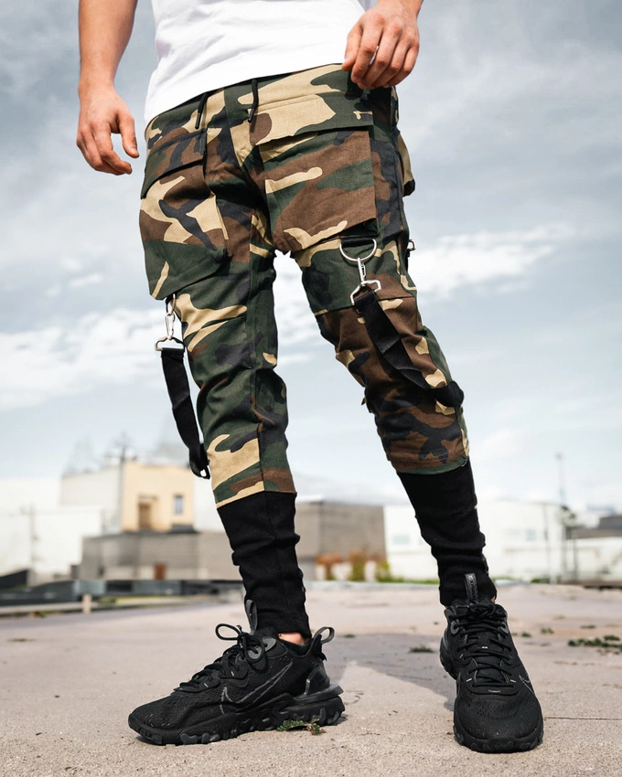 Spodnie Materiałowe Jogger Gangster 11133 Camo Zielone