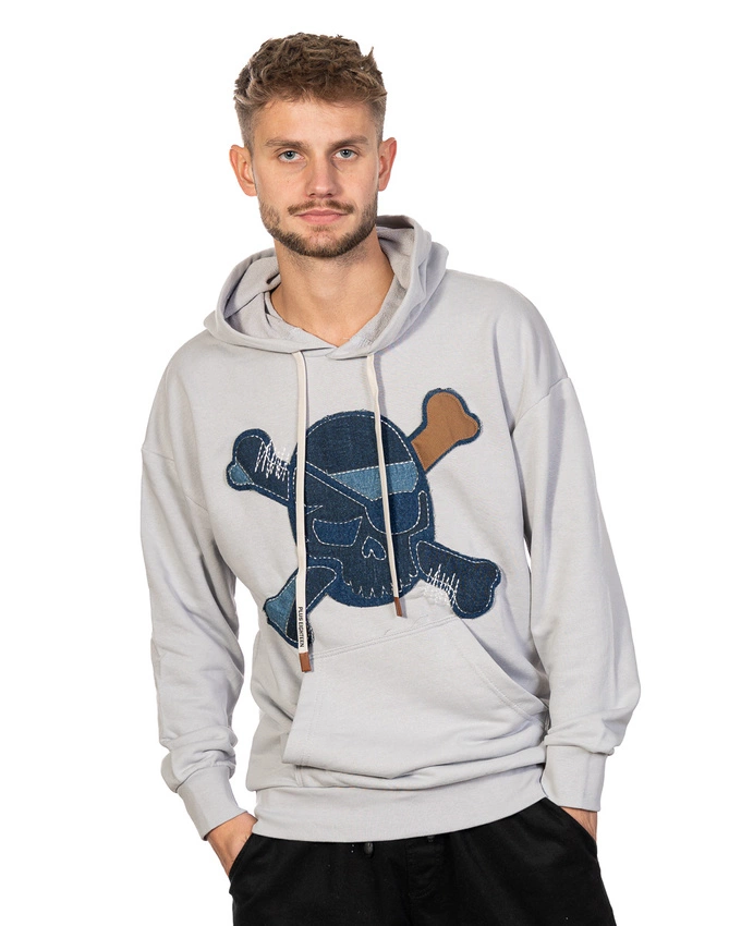 Bluza Z Kapturem Plus Eighteen Skull MS-1464 Szara