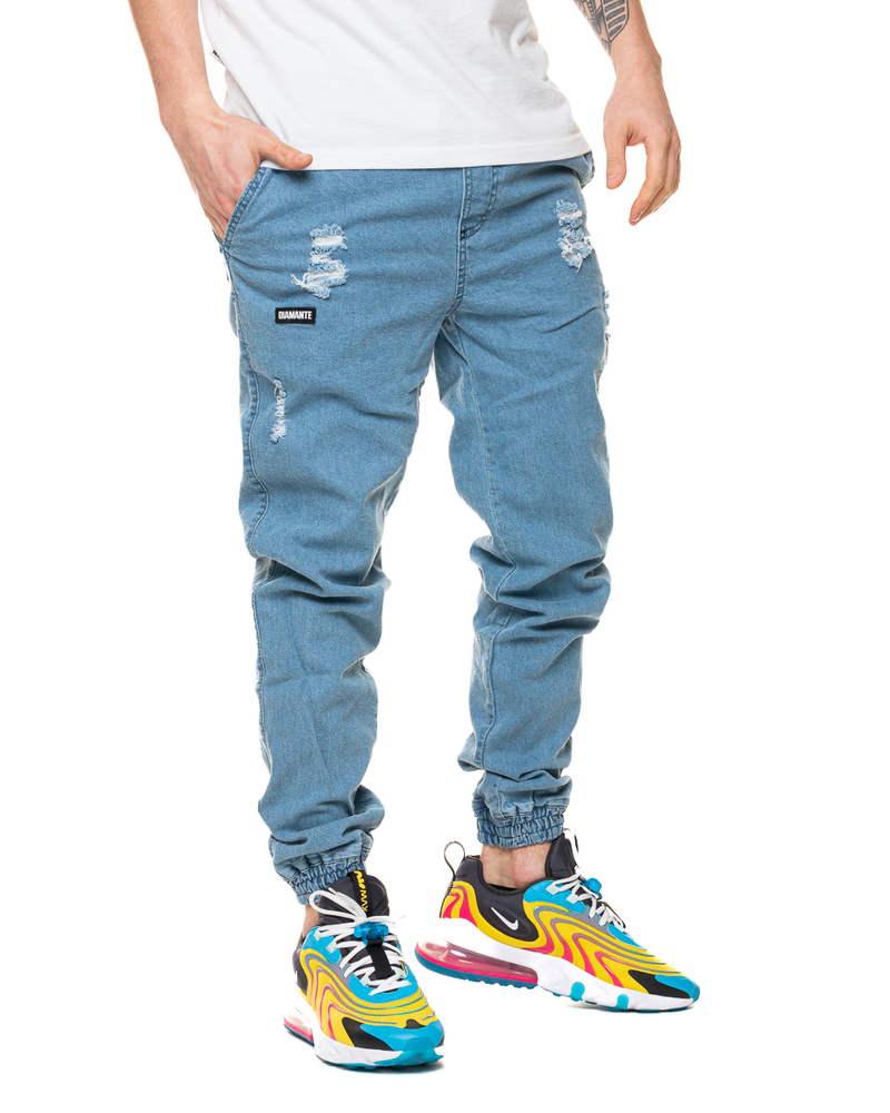 Spodnie Jeans Jogger Diamante Wear Ripped Jasnoniebieskie