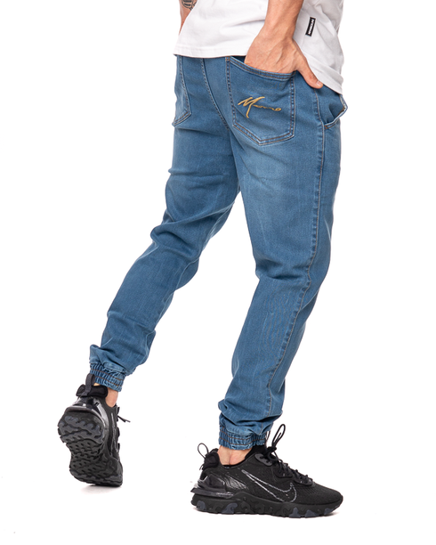 Spodnie Jeans Jogger Moro Sport Big Paris Pocket 3D Effect Jasnoniebieskie