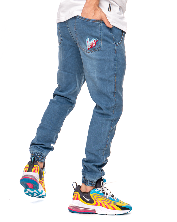 Spodnie Jeans Jogger Moro Sport Triple Slant Tag 3D Effect Jasnoniebieskie