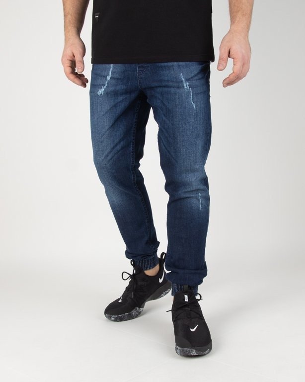 Spodnie SSG Jeansy Jogger Premium Wycierane Z Przetarciami Dark